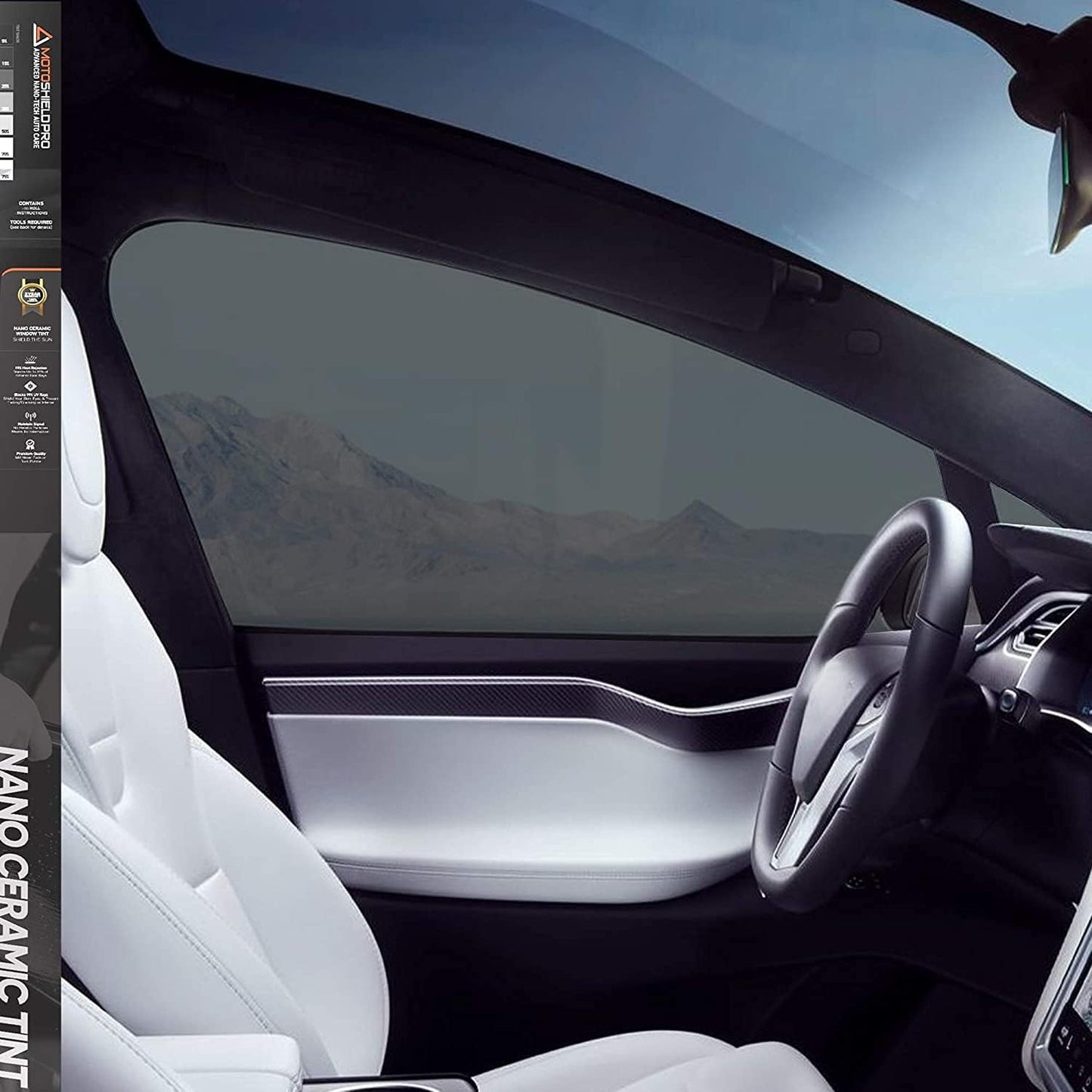 MotoShield Pro Premium Professional 2mil Ceramic Window Tint Film for Auto | Reduce Infrared Heat & Block UV by 99% - 5% VLT (40 in x 6' ft Roll)