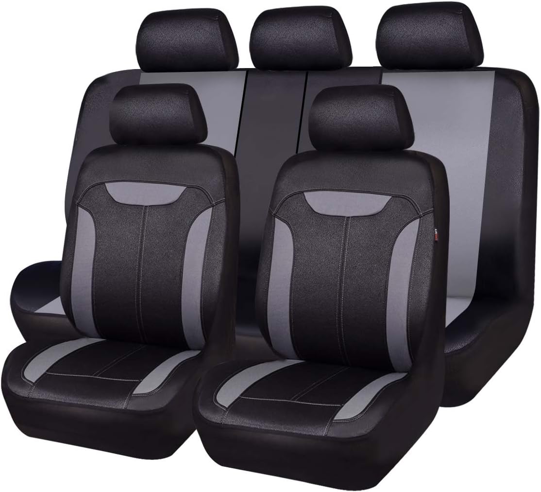 CAR PASS 3D Air Mesh in Cloth Leather Grain Breathable Seat Covers Full Set, 3zipper Rear Bench Armrest Airbag Sports, Universal Fit 95% Car,SUV,Truck,Sedan,Van, Beige (zt-0070-BE1FP-FPLB5WD22W)