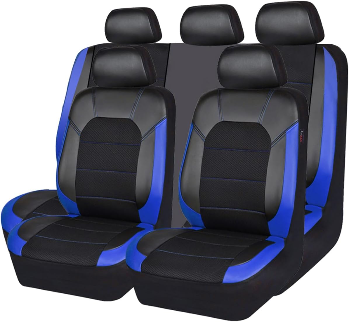 CAR PASS Leather Car Seat Covers Front Seats only, with Air Mesh Front Seat Covers Breathable, Cool Automotive Seat Covers 2 Pack, Universal Fit Most Cars,SUV,Truck,Van Airbag Compatible(Black Green)