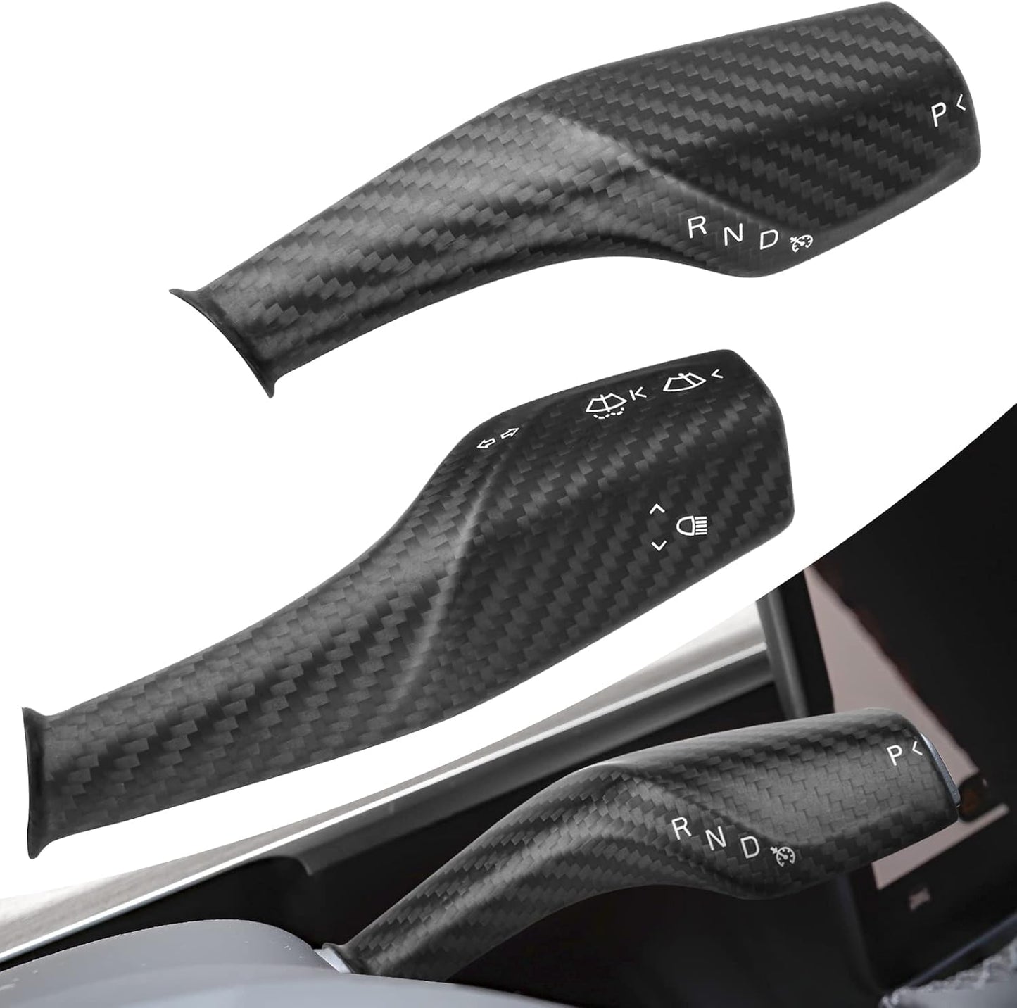 Tinlucys Gear Shift Cover Designed for 2017-2024 Tesla Model 3/Y,Tesla Stalks Cover for Model 3/Y,Snap on Without Any Adhesives,Model 3/Y Interior Accessories 2024 Glossy Black