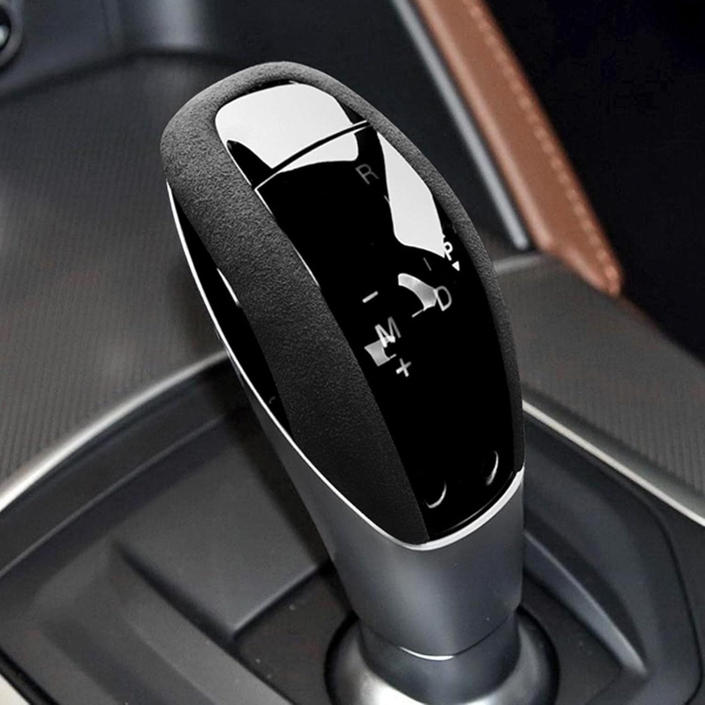 BeVaaL Suede Wrap Car Gear Shift Knob ABS Trim Cover Protect Interior Sticker,for Alfa Romeo Giulia Stelvio 2015-2019 Accessories