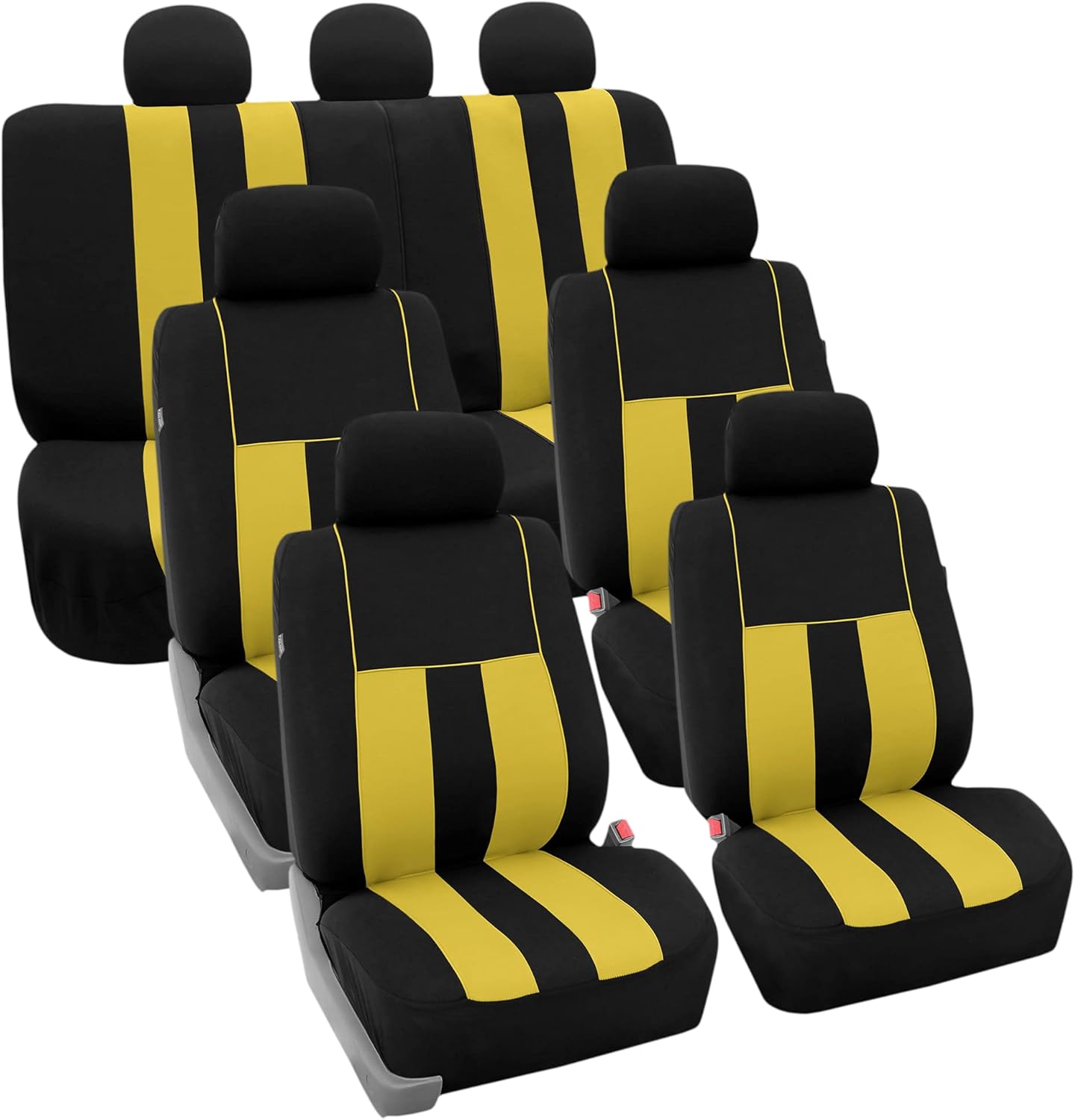 FH Group Three Row Striking Striped Full Set Car Seat Covers, Airbag Compatible & Split Ready – Universal Fit for Cars Trucks & SUVs (Blue) FB036217