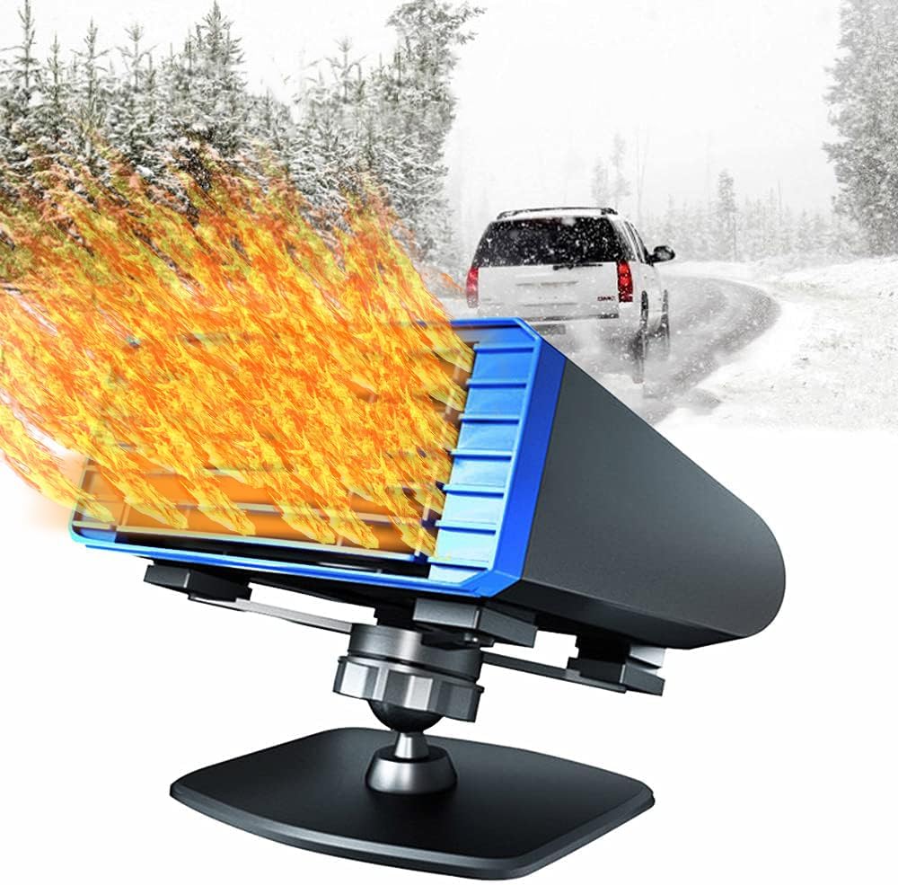 Riloer Portable Car Heater Windshield Demister Window Defroster, 360° Rotatable Fast Heating Cooling Fan Automobile Windshield Defogger for Summer & Winter (12V 120W)