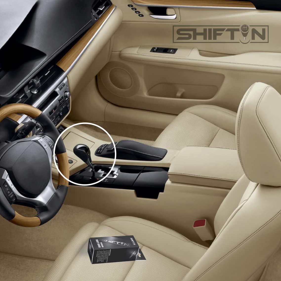 SHIFTIN Carbon Fiber Pattern Gear Shift Knob for Lexus ES300h ES350 GS300 GS350 GS430 GS460 IS250 IS300 LS460 LS600h RX350 RX450h (Punched Black Leather/Carbon Fiber Pattern)