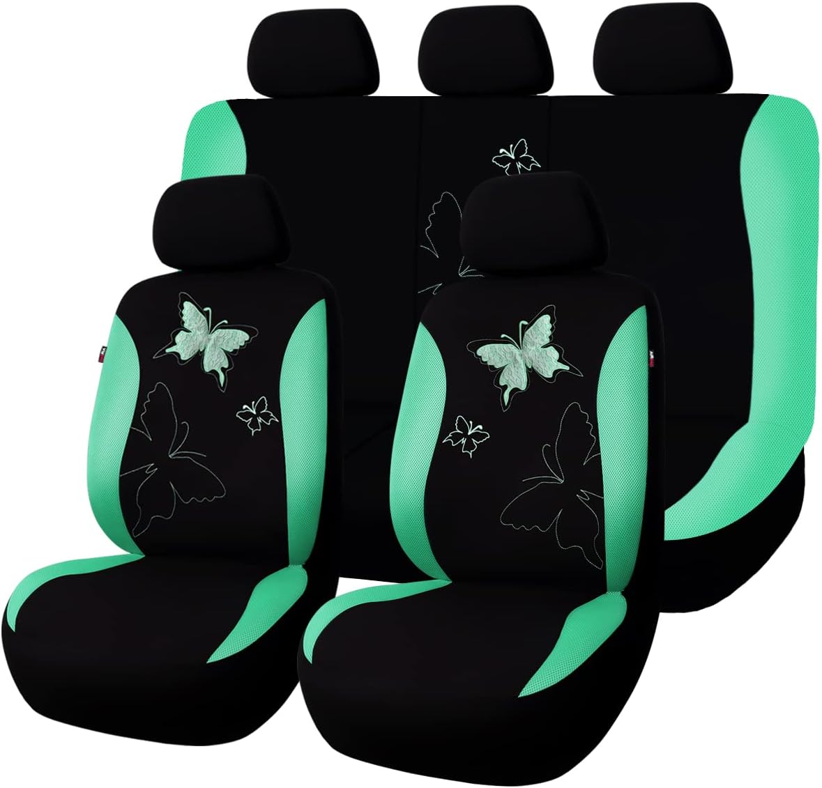 Flying Banner Butterfly car seat Covers ful Set Fashion Universal Lady Woman Female Rear Bench Split Colorized (Full Set, Purple)