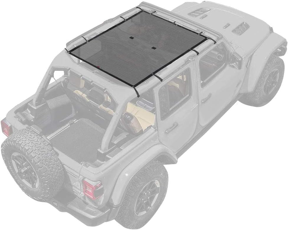 Motor Trend WC101 Mesh Sunshade Bikini Top Cover for Jeep Wrangler 1987-2019 (JK, JL, CJ, YJ & TJ), Full Size 69” x 42.5”