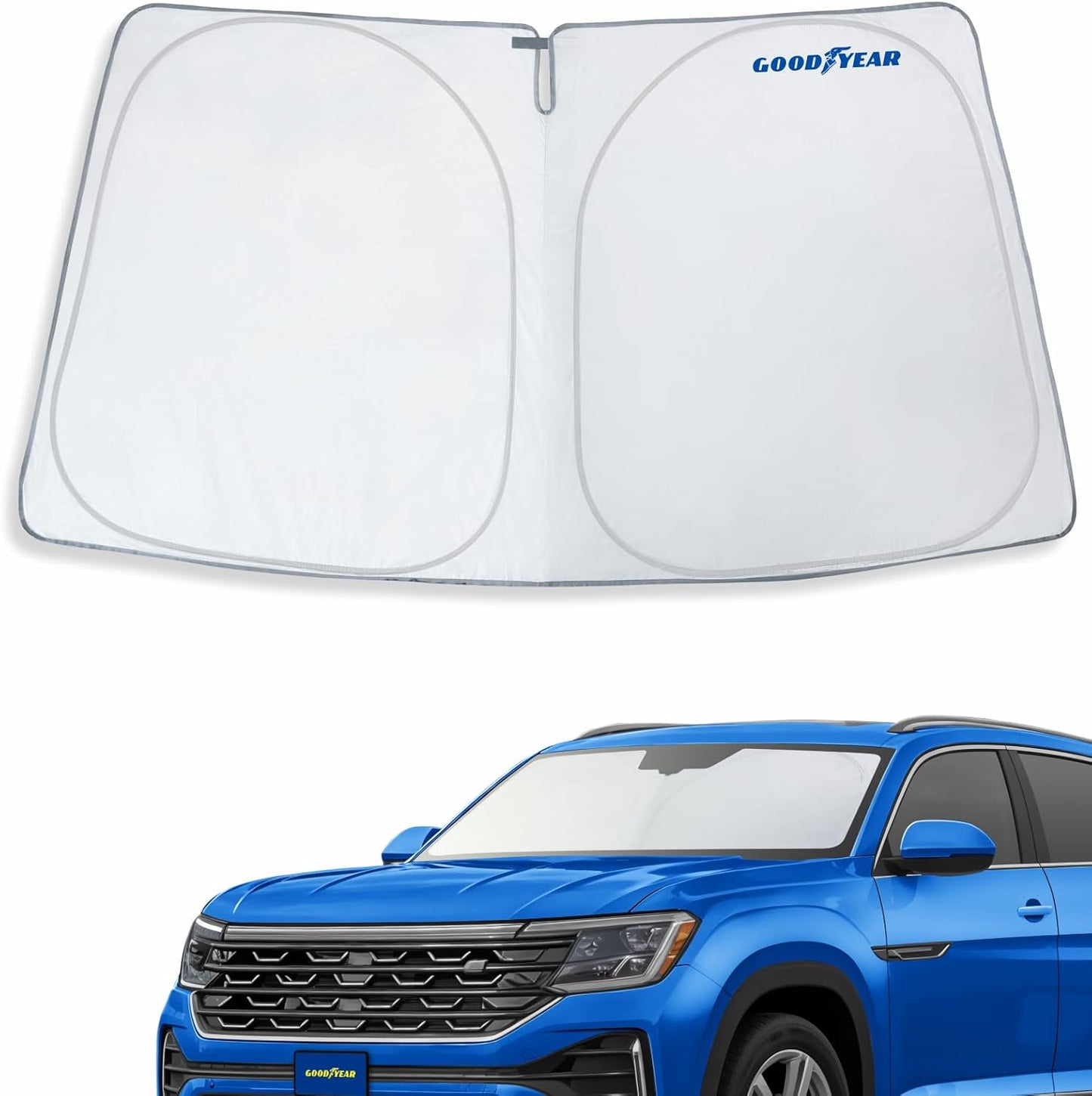 Goodyear Foldable Windshield Sunshade for Chevrolet (Chevy) Tahoe 2021-2025, SUV car Accessories, Sunshade Cover, Sun Shade Car Windshield, Window Sun Blocker - GY008221