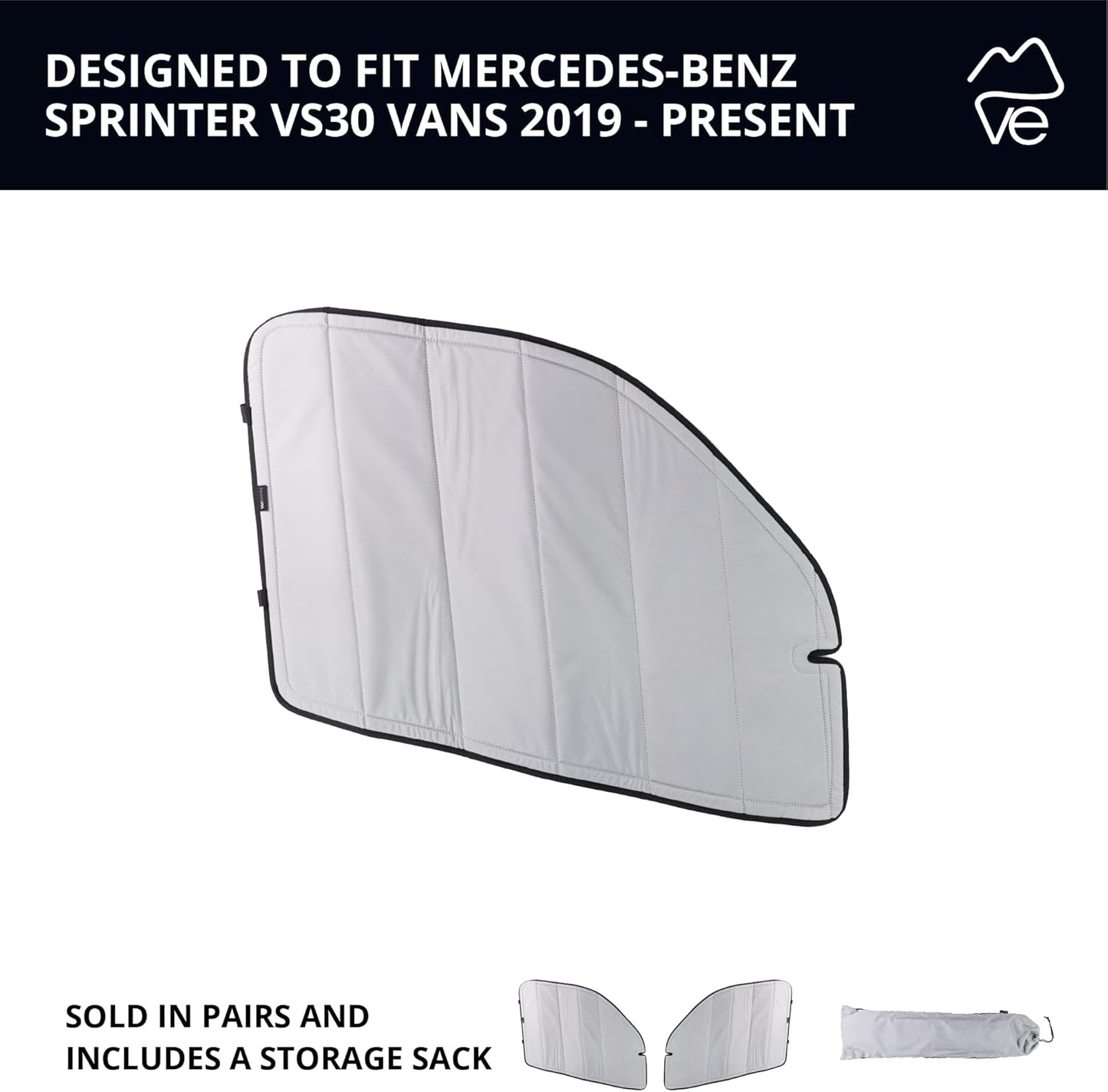 VanEssential New MERC 2019-Current Sprinter Van Insulated Blackout Front Door Covers (Pair) - Cool Gray