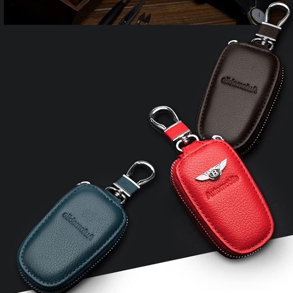 1 Pieces Car Keychain for Bentley Continental Flying Spur Bentayga Turbo Bacalar Arnage Leather Key Ring with Emblem Car Styling Decorative Accessories,Blue
