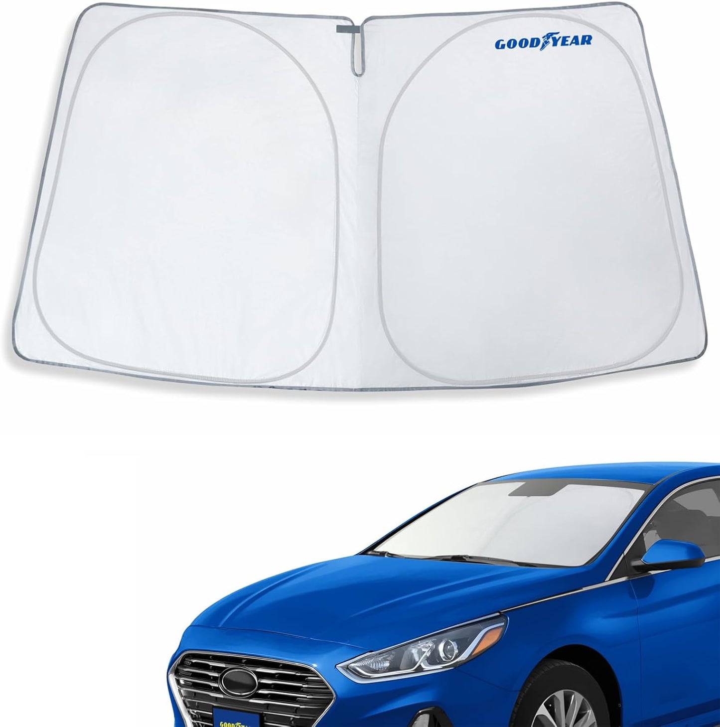 Goodyear Foldable Windshield Sunshade for Chevrolet (Chevy) Tahoe 2021-2025, SUV car Accessories, Sunshade Cover, Sun Shade Car Windshield, Window Sun Blocker - GY008221