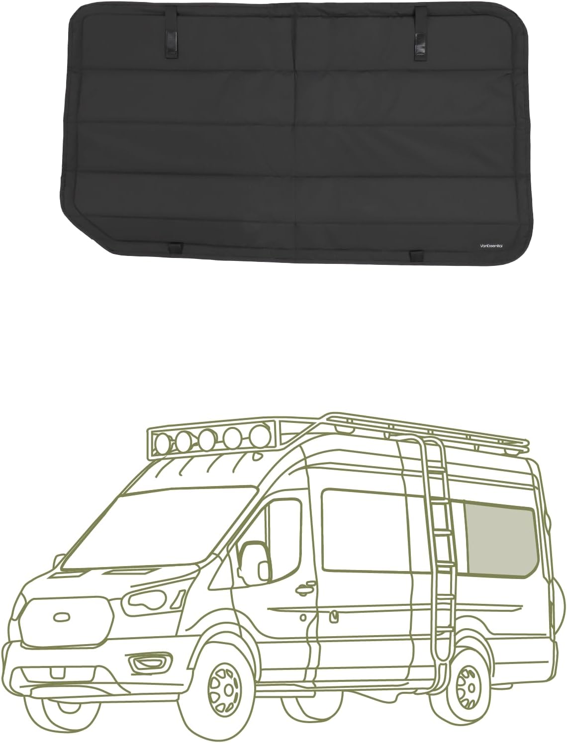 VanEssential Insulated Blackout Crew Window Cover Designed for Ford Transit Van Year 2015 to Current with NO Plastic Trim - Cool Gray