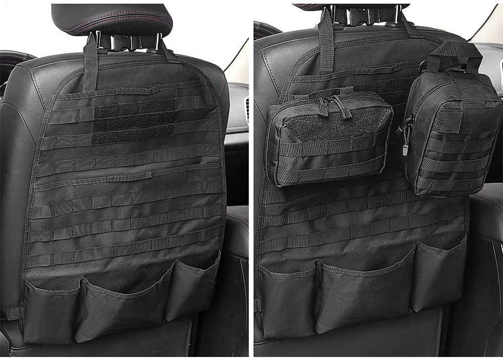 AIRSOFTPEAK Car Backseat Organizer Tactical Molle Panel Seat Back Protector Cover Nylon Vehicle Car Back Seat Cover Pocket Storage