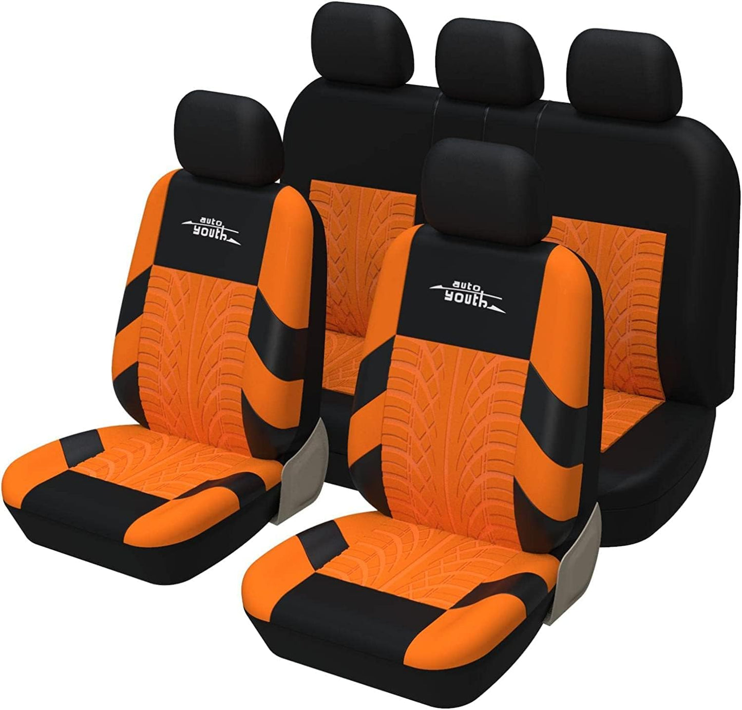 AUTOYOUTH Car Seat Covers for Front Seats, Breathable and Washable Bucket Seat Covers for Cars, Truck, SUV, Vans Airbag Compatible Automotive Interior Covers, Orange