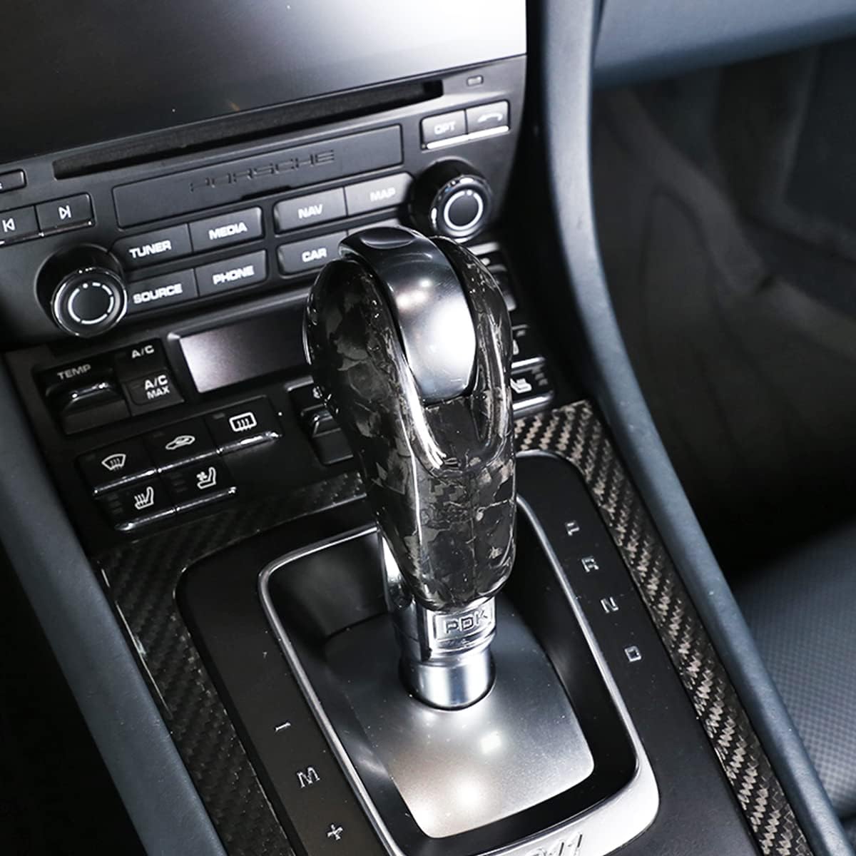 taruisixt Fit for Porsche Macan Panamera Cayman 911 718 Boxster 2009-2020 Real Carbon Fiber Interior Gear Shift Head Cover Knob Trim Car Interior Accessories (Forged Carbon)
