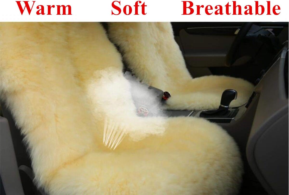 Sisha-A Winter Warm Authentic Australia Sheepskin Car Seat Cover Luxury Long Wool Front Seat Cover Fits Most Car, Truck, SUV, or Van (Purple)