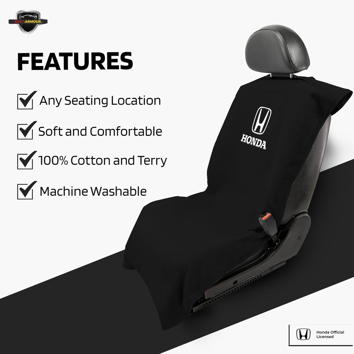 Seat Armour SA100HONB Officially Licenced Honda Black Car Seat Protector Towel