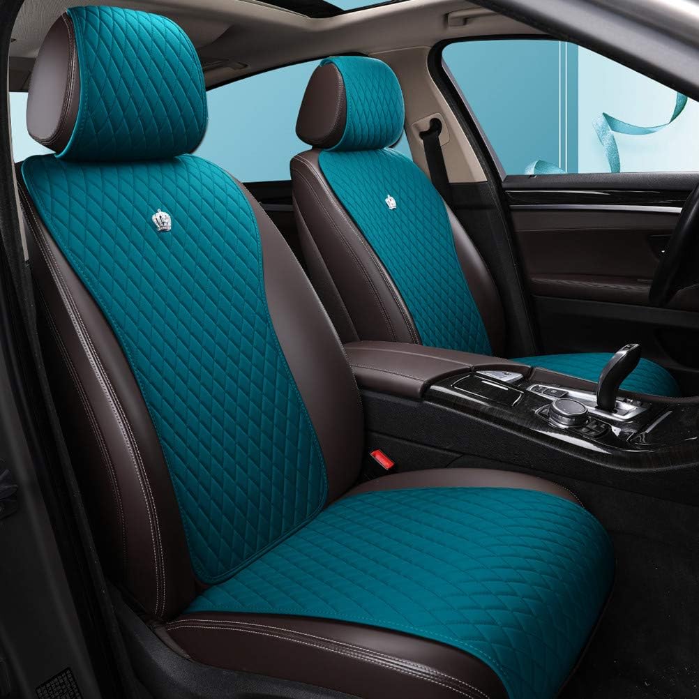 Red Rain Universal Seat Covers for Cars Leather Seat Cover with Crown Army Green Seat Covers 2/3 Covered 11PCS Fit Car/Auto/SUV (A-Army Green)