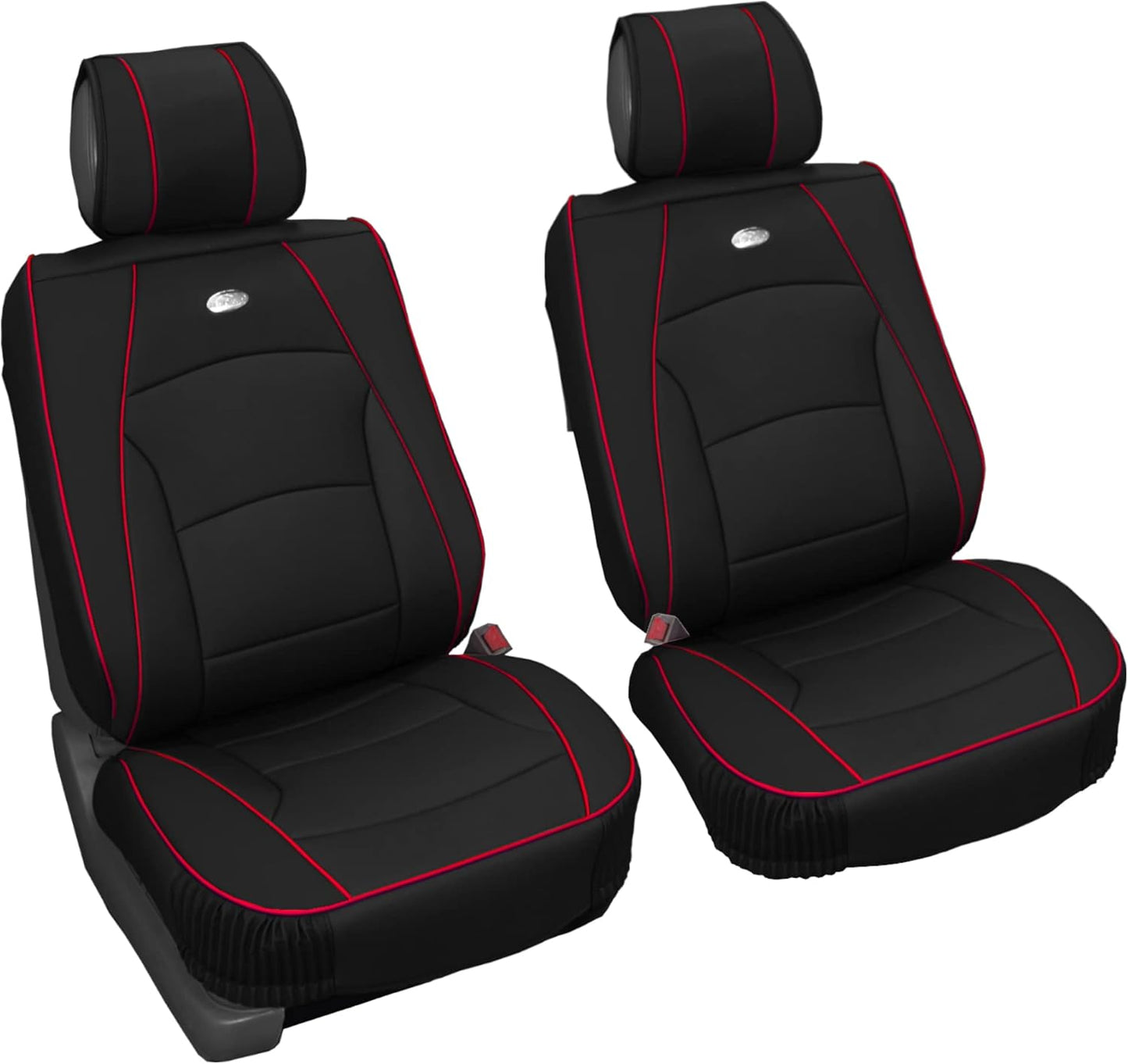 FH Group Front Set Faux Leather Car Seat Cushions - Seat Covers for Low Back Seat, Universal Fit, Airbag Compatible Seat Cover for SUV, Sedan, Black