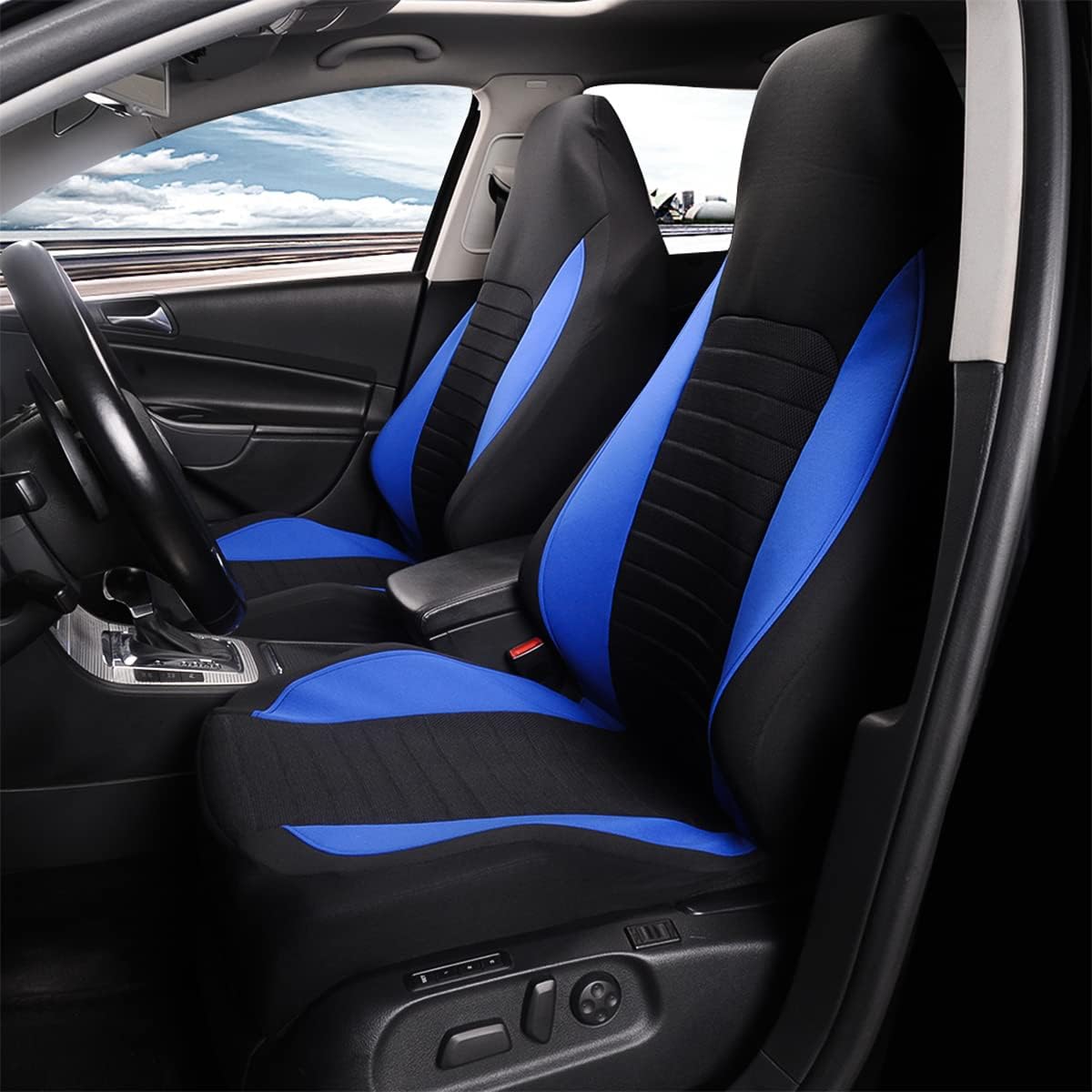 Moly Magnolia Car Front Seat Covers, Blue, Mesh, Universal Fit, Compatible with Car, Truck, Van, SUV, Automotive Front Seat Cover Pair