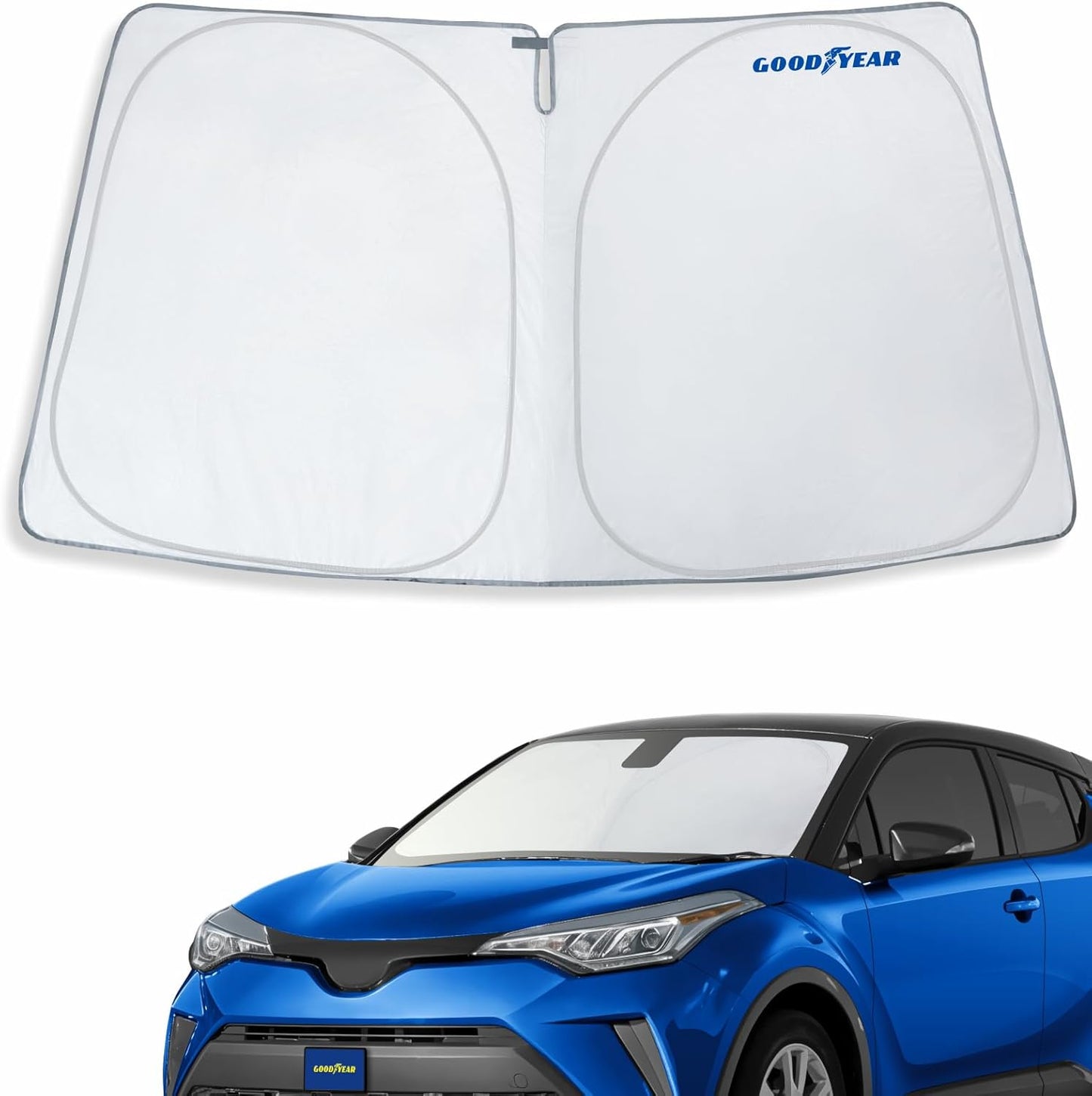 Goodyear Foldable Windshield Sunshade for Chevrolet (Chevy) Tahoe 2021-2025, SUV car Accessories, Sunshade Cover, Sun Shade Car Windshield, Window Sun Blocker - GY008221