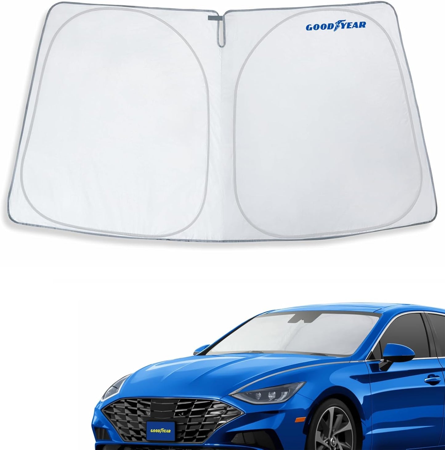 Goodyear Foldable Windshield Sunshade for Chevrolet (Chevy) Tahoe 2021-2025, SUV car Accessories, Sunshade Cover, Sun Shade Car Windshield, Window Sun Blocker - GY008221