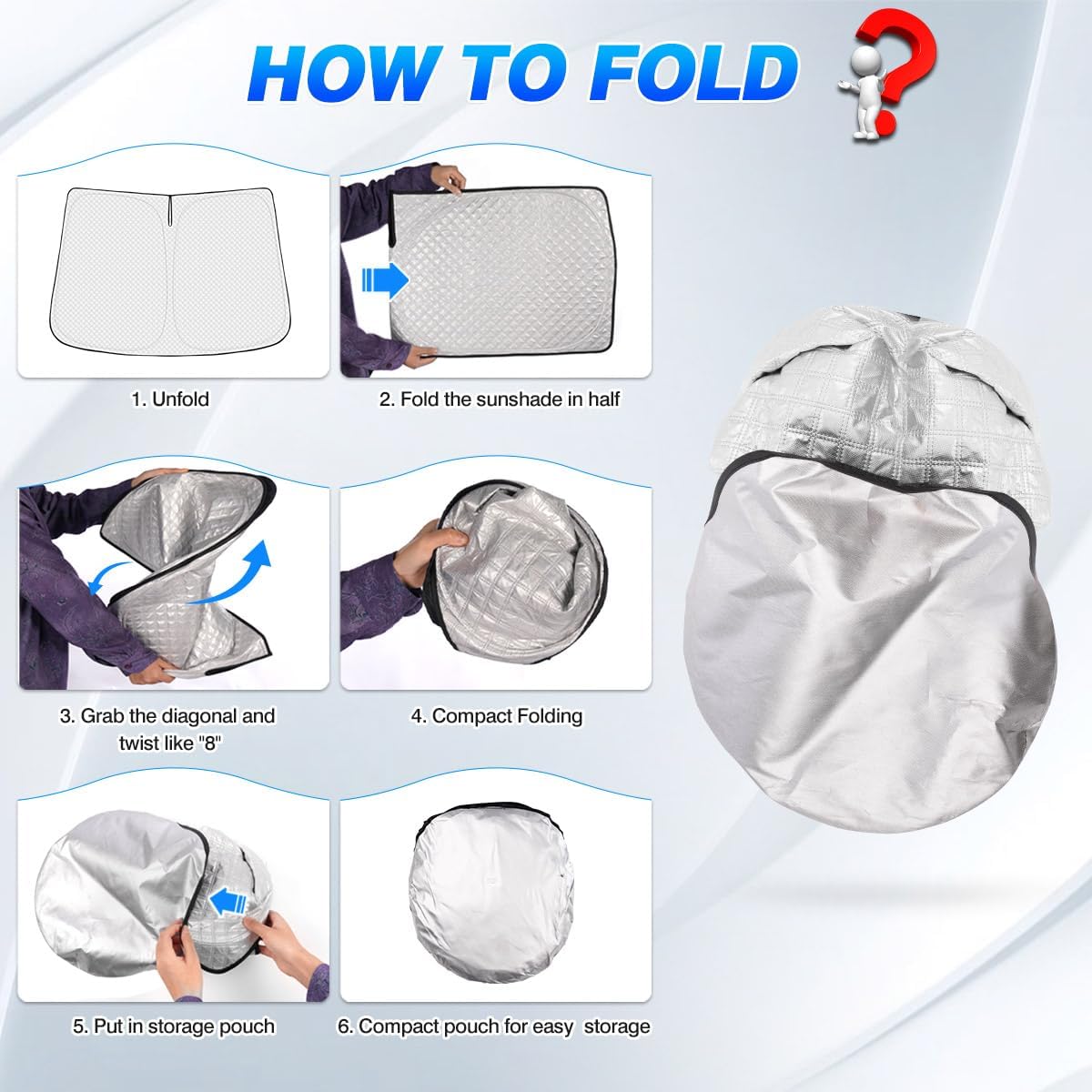 Canvcle Windshield Sun Shade for Toyota Prius 2023-2024 2025 Accessories Thicken 6-Layer Front Window Sunshade Cover Sun Visor Protector Foldable Block UV Rays Keep Vehicle Cool
