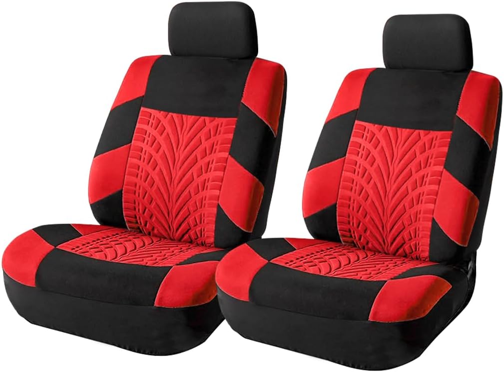 Car Seat Covers Full Set, Polyester Front Bucket Seat Protectors with Split Bench Back Seat Covers, Breathable Thicken Premium Sporty Seat Cushions, Auto Accessories for Car, SUV (Orange/Front,Back)