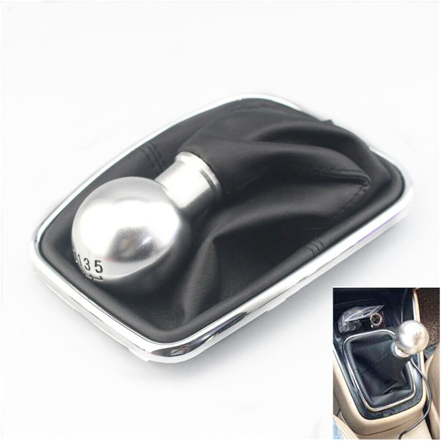 5 Speed Aluminum Alloy Gear Shift Knob & Boot Compatible with VW MK4 1999-2005 Golf 1999-2004 Bora Jetta (Color : BK)
