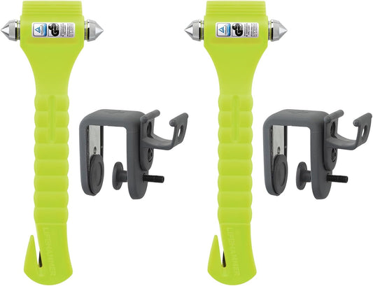 LifeHammer CR-224407 Safety Hammer Classic Auto Escape Tool, (Pack of 2) (Yellow Glow in The Dark)