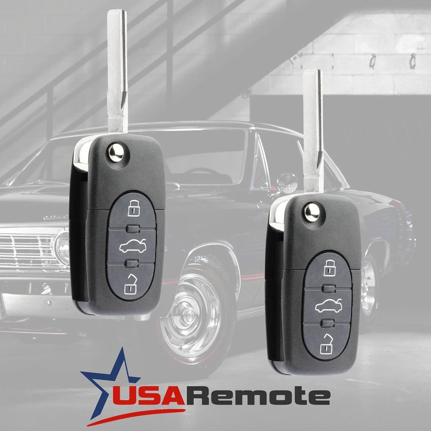 Replacement Keyless Entry Remote Flip Key Fob fits 1998 1999 2000 2001 VW Beetle, Golf, Jetta, Passat (HLO1J0959753F, Set of 2)