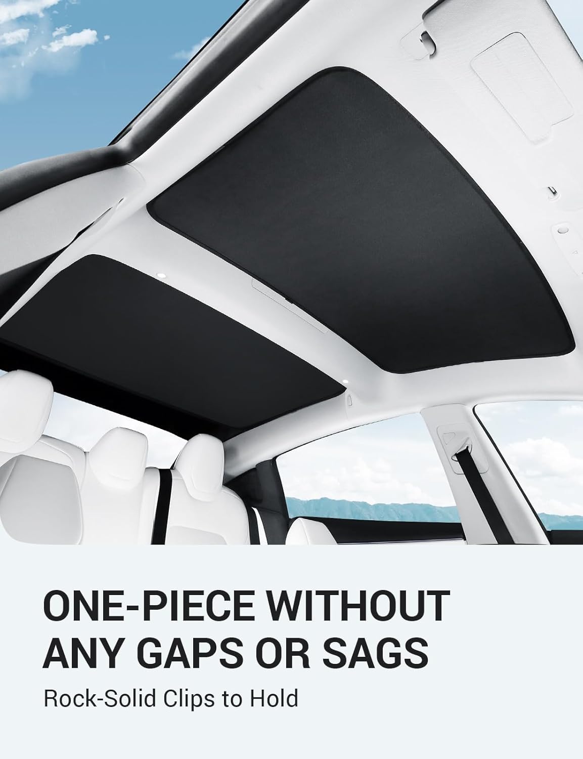 BASENOR Upgraded Tesla Model 3 Sunshade Roof Front & Rear Glass Roof Sun Shades with Storage Bag for Model 3 Interior Accessories 2023 2022 2021 Model 3 Black (Not Fit 2024 Model 3)