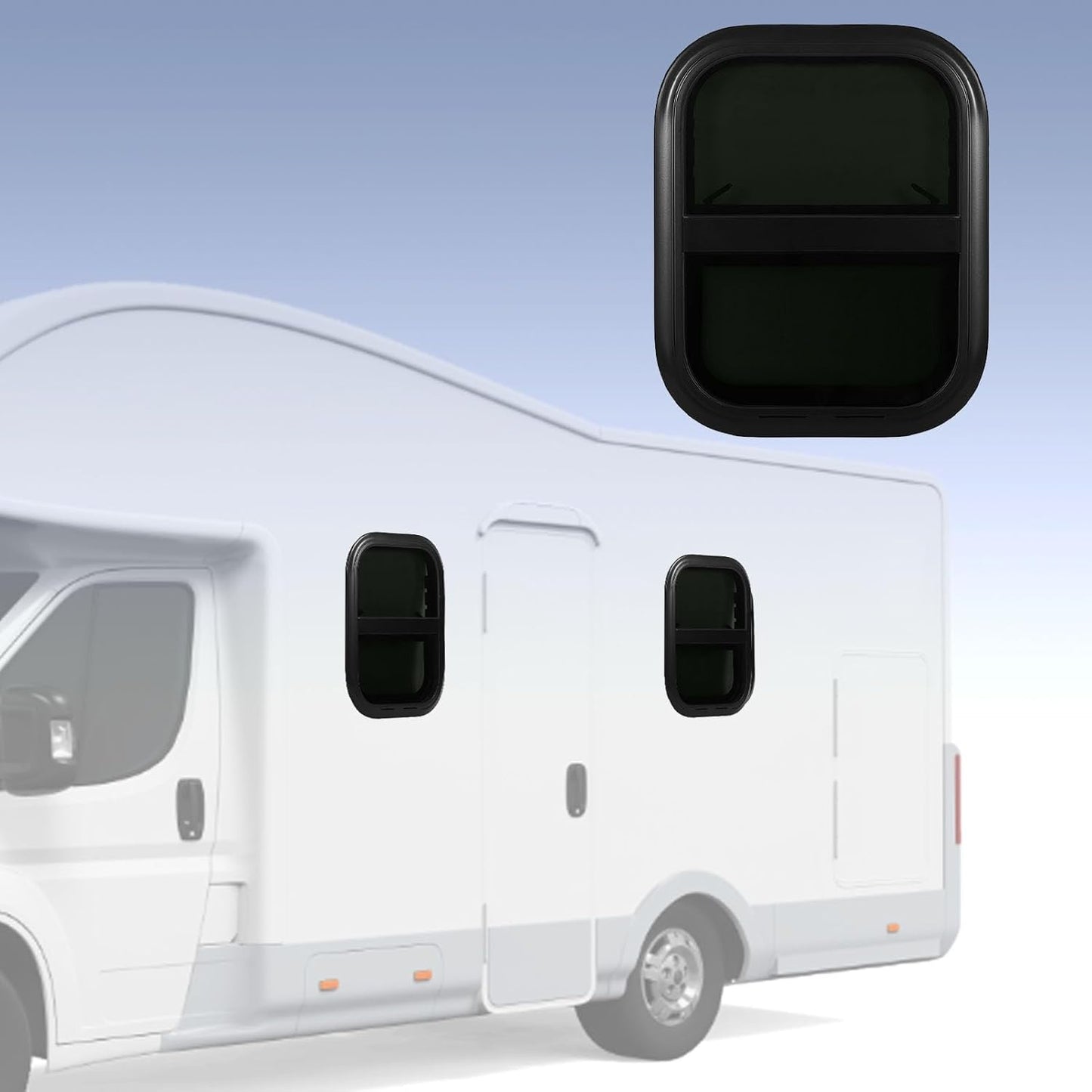 RV Sliding with Screen 440mm H 390mm W Tinted Tempering Glass Waterproof for Motorhome Trailer
