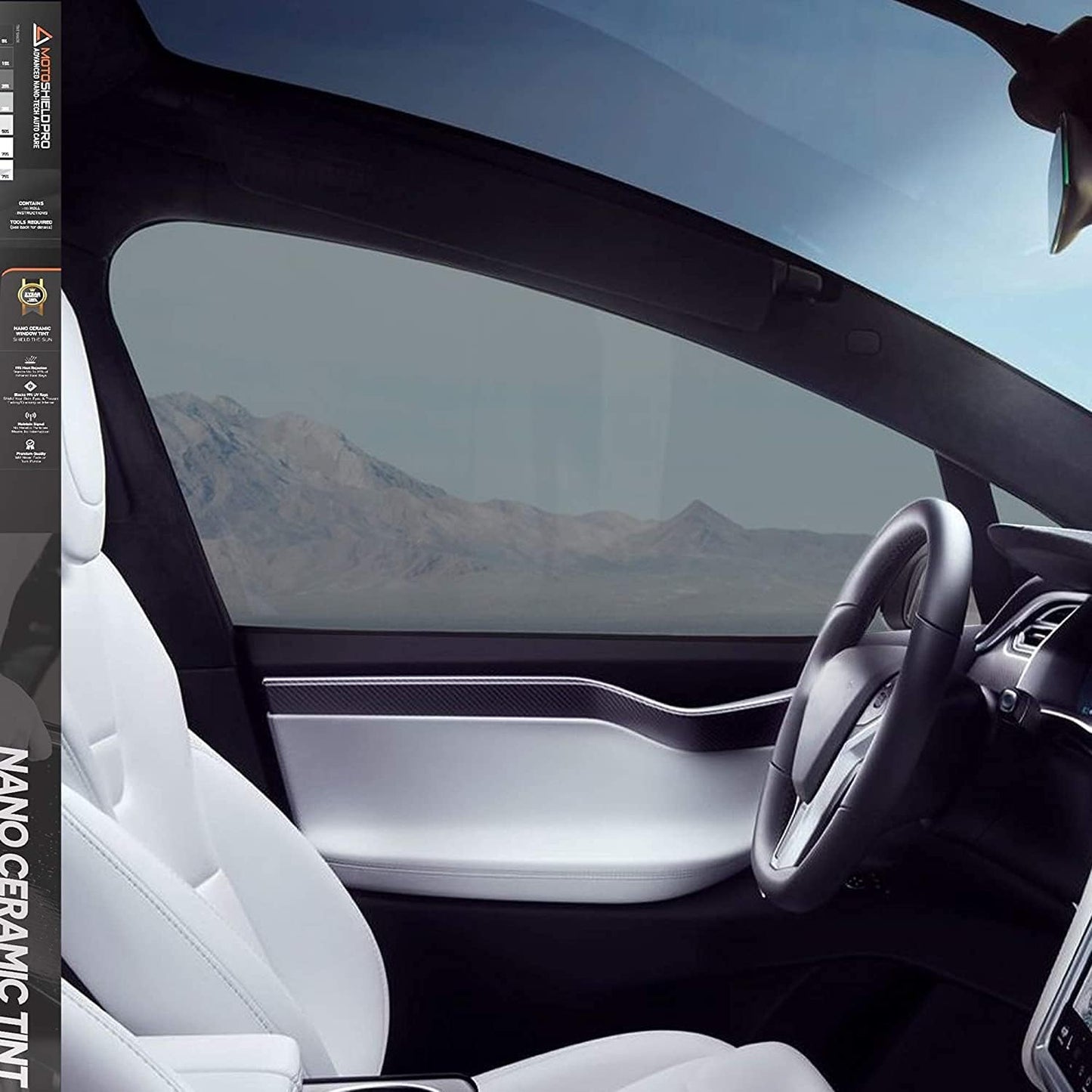 MotoShield Pro Premium Professional 2mil Ceramic Window Tint Film for Auto | Reduce Infrared Heat & Block UV by 99% - 5% VLT (40 in x 6' ft Roll)