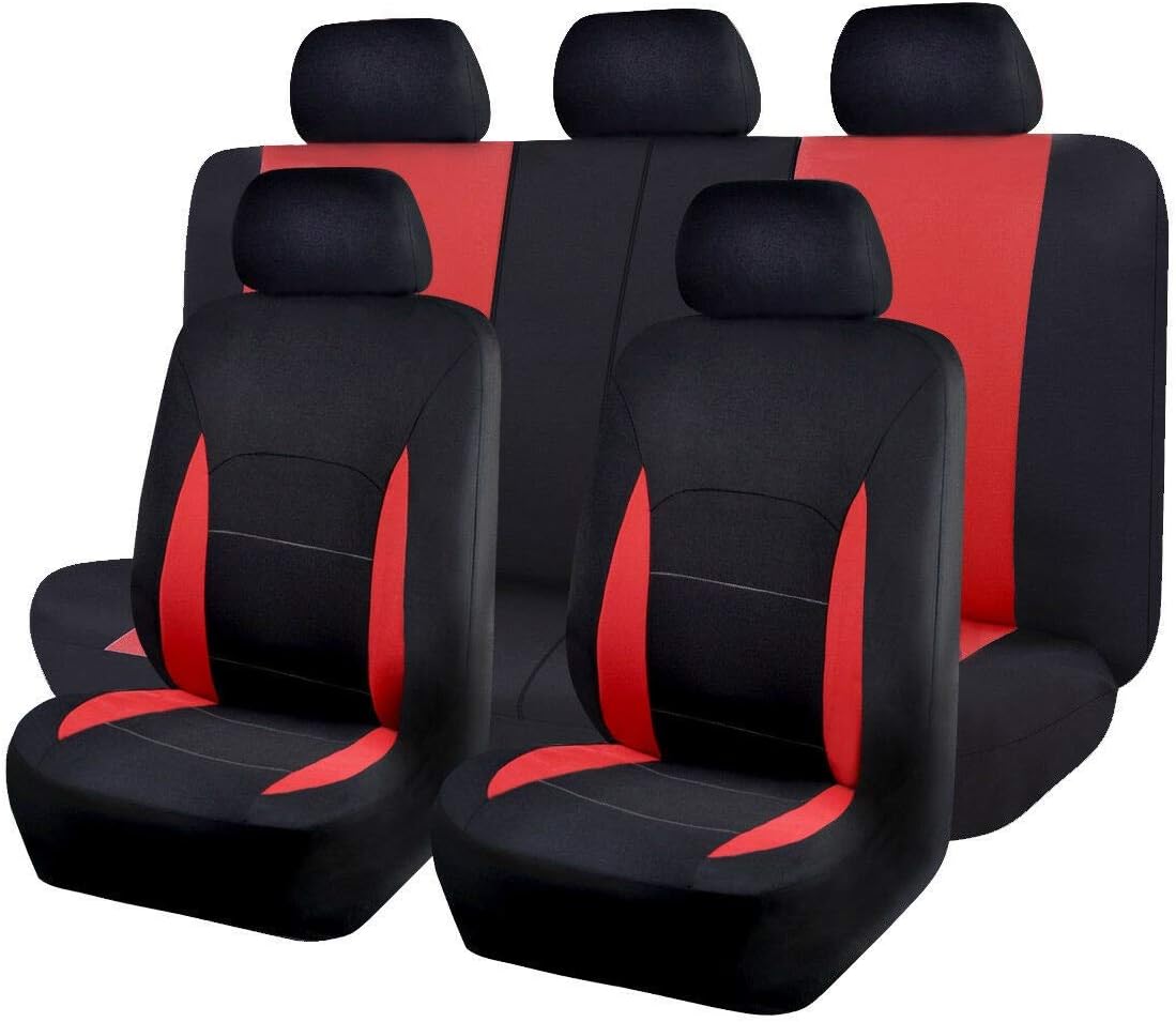 Flying Banner Car Seat Covers Front Seats Rear Bench Polyester Car Seat Protectors Easy Installation Split Rear Bench Classic Man Lady Truck (Comp Set, Pink Black and Light Pink.
