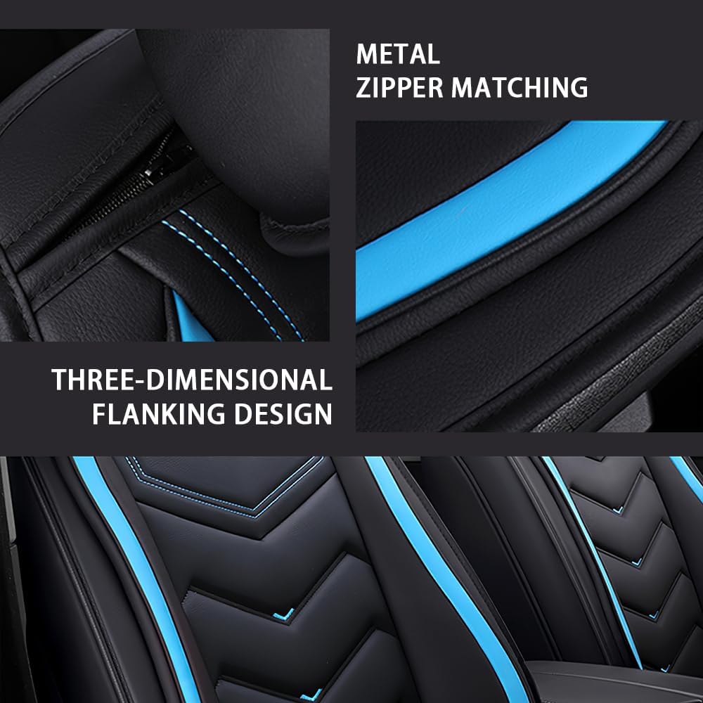 Car Seat Cover for RAM 3500 2012-2024, Waterproof and Wear Resistant Sports Seat Cover, Premium Nappa Leather Seat Protector. (2 Seats Standard/Black Blue)