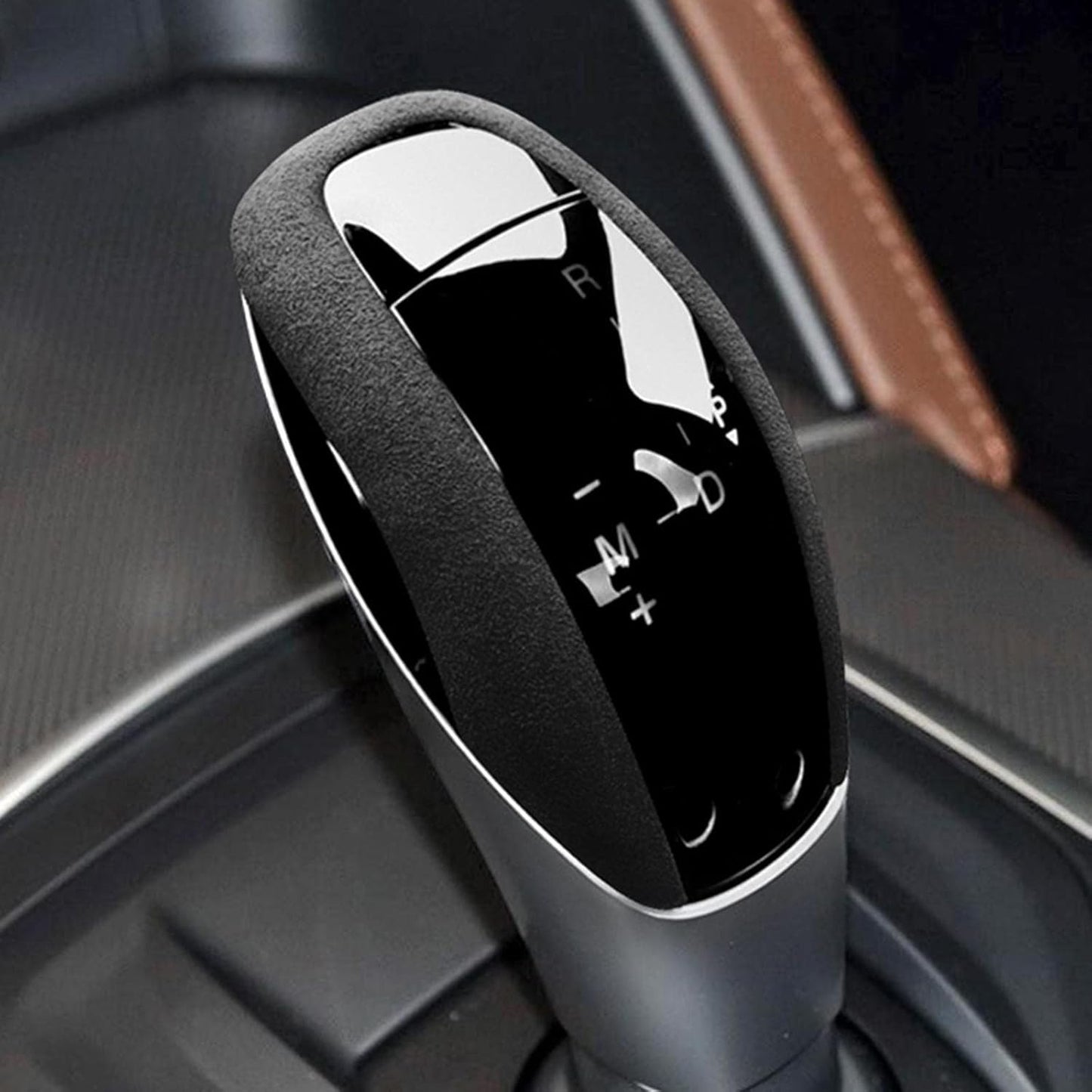 BeVaaL Suede Wrap Car Gear Shift Knob ABS Trim Cover Protect Interior Sticker,for Alfa Romeo Giulia Stelvio 2015-2019 Accessories
