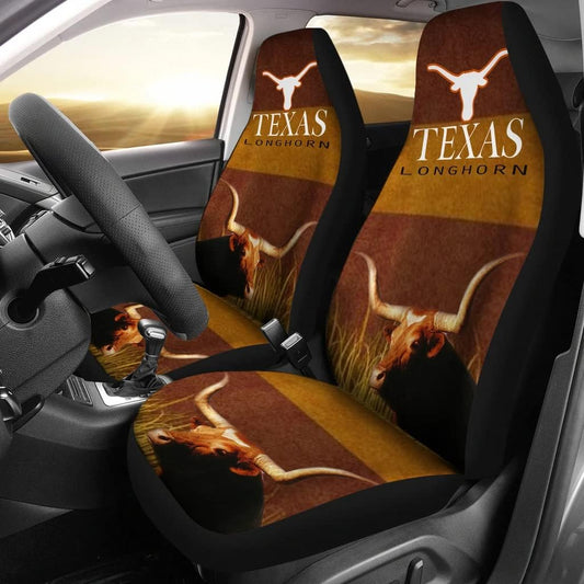 pawlice Amazing Texas Longhorn Cattle (Cow) Print Car Seat Covers Universal Fit Car Seat Covers - Amazing Texas Longhorn Cattle (Cow) Print Car Seat Covers