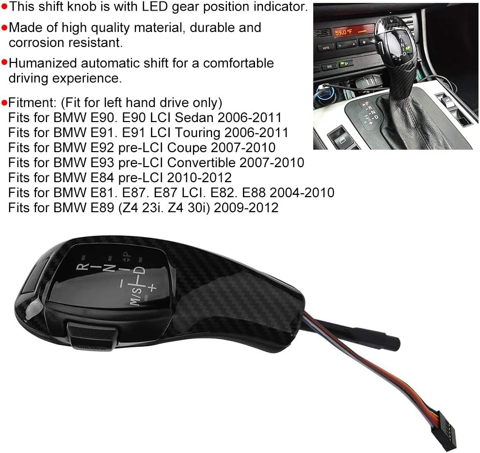 Gear Shift knob retrofit kit for e90 - Car Gear Shift, LHD Automatic LED Gear Shift Knob Retrofit Kit Fit for BMW E90 E92 E84 E89 for F30 Style(Carbon)
