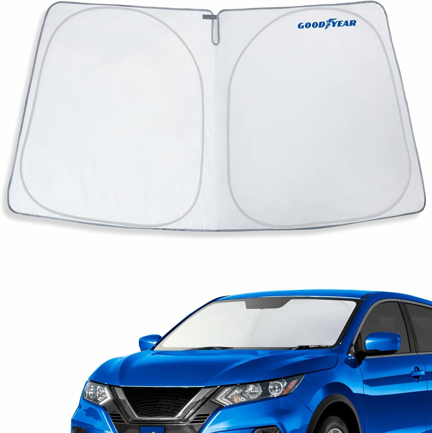 Goodyear Foldable Windshield Sunshade for Chevrolet (Chevy) Tahoe 2021-2025, SUV car Accessories, Sunshade Cover, Sun Shade Car Windshield, Window Sun Blocker - GY008221