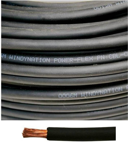 6 Gauge 6 AWG 20 Feet Black Welding Battery Pure Copper Flexible Cable Wire - Car, Inverter, RV, Solar