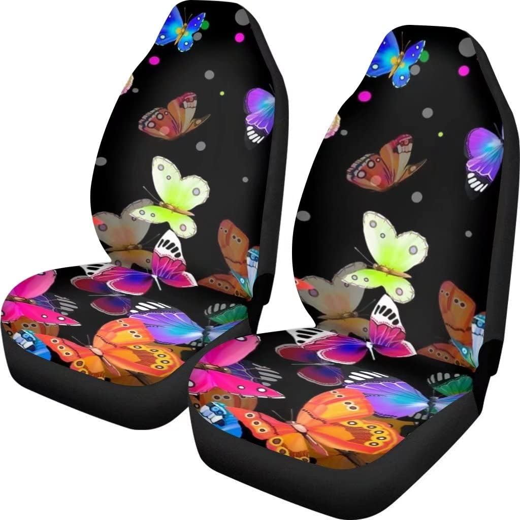 KEIAHUAN Galaxy Owl Car Seat Cover for Women Men, 2 Packs High Back Bucket Universal Fit Auto Seat Covers for Cars, Trucks, SUV, or Van