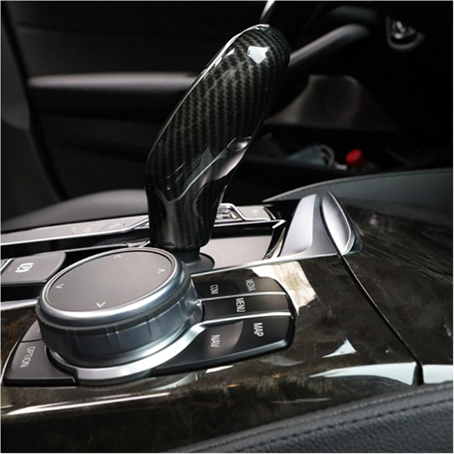 SYLCMB Carbon Fiber Speed Gear Shift Knob Head Cover Trim Sticker Fit for BMW 5 6 7 Series GT G32 G30 G11 G12 X3 X4 G01 G02 2016-2021 (Color Name : Black Carbon)