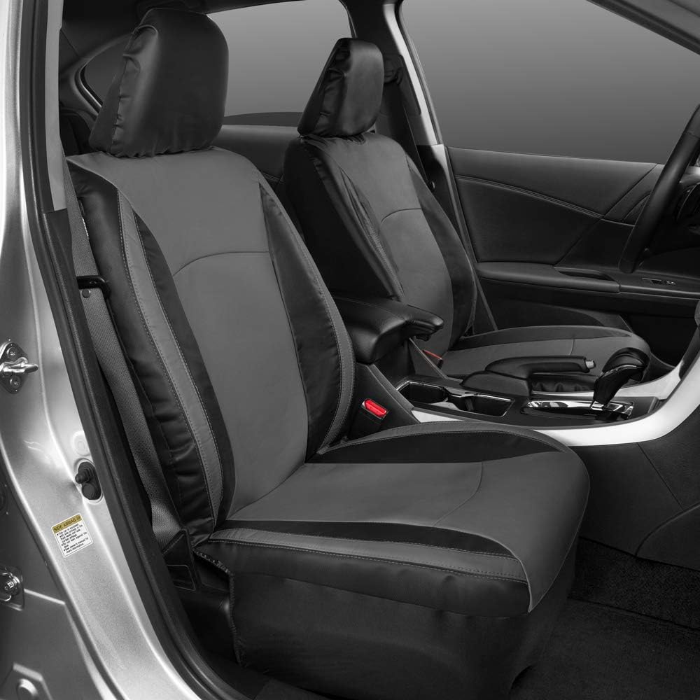 BDK Auto MTSC-424-CC: 2Pk Seat Cover (PVC)-Black/Charcoal