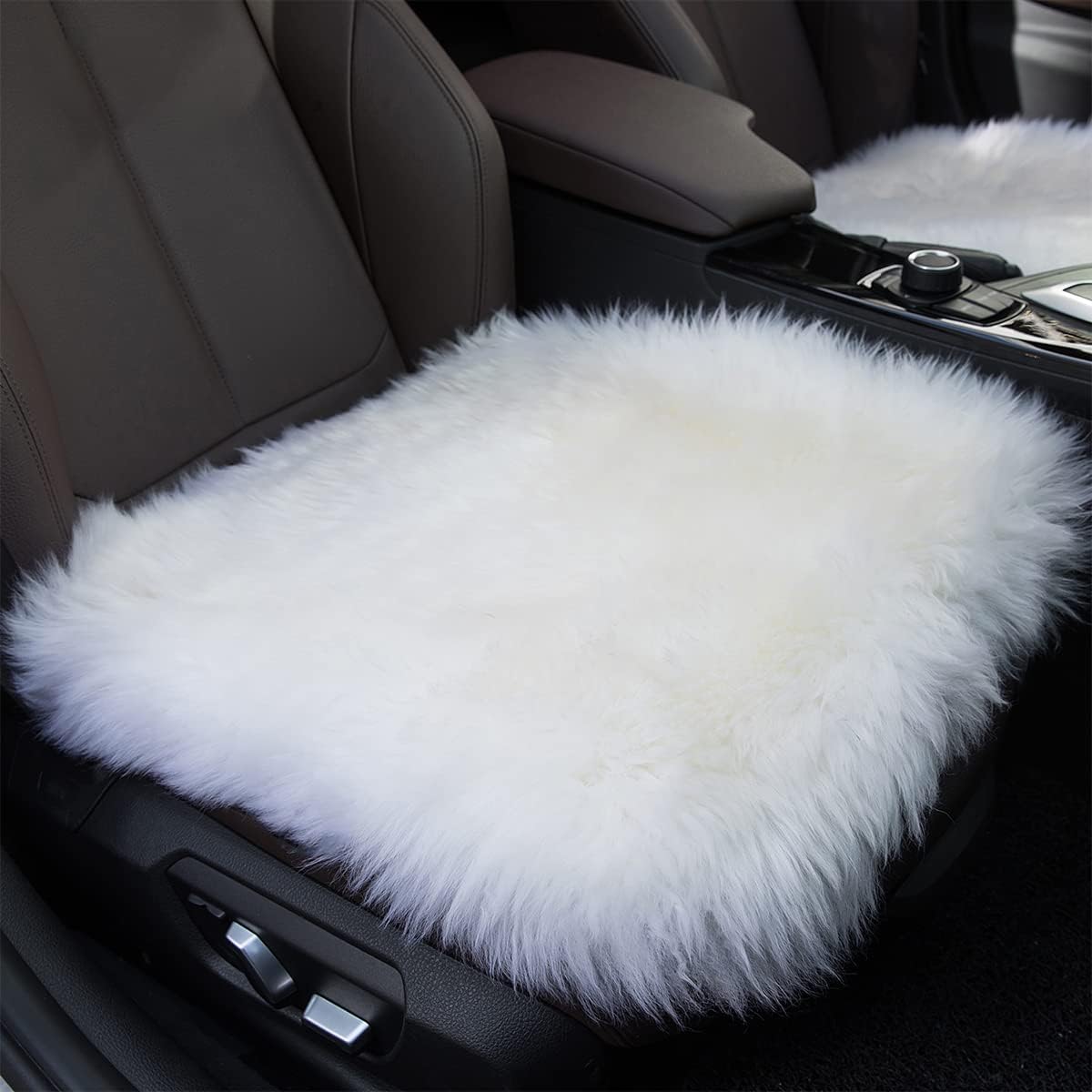 Sisha-A Winter Warmth: Universal Sheepskin Seat Cushion Cover - Natural Wool, for Cars, Trucks, SUVs & Vans - Cozy & Stylish Driving Companion Rear Beige Yellow