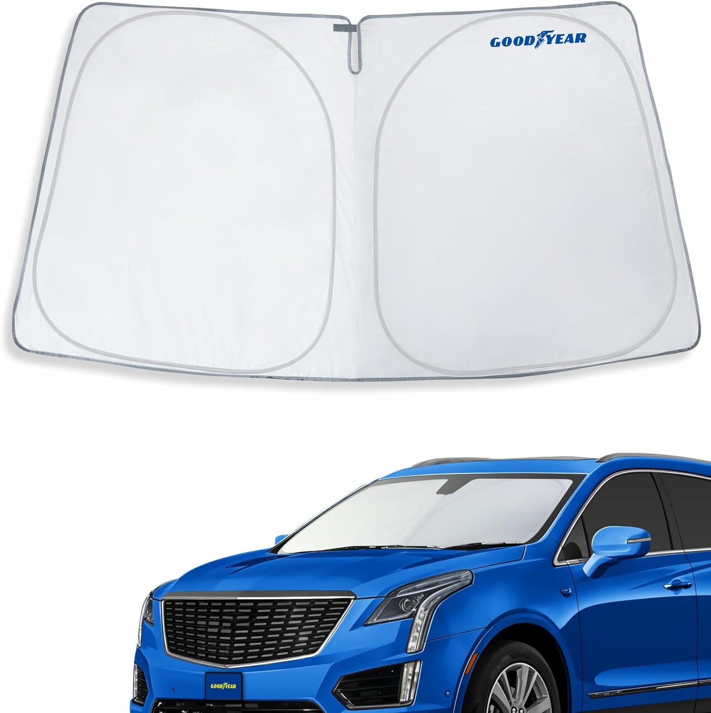 Goodyear Foldable Windshield Sunshade for Chevrolet (Chevy) Tahoe 2021-2025, SUV car Accessories, Sunshade Cover, Sun Shade Car Windshield, Window Sun Blocker - GY008221
