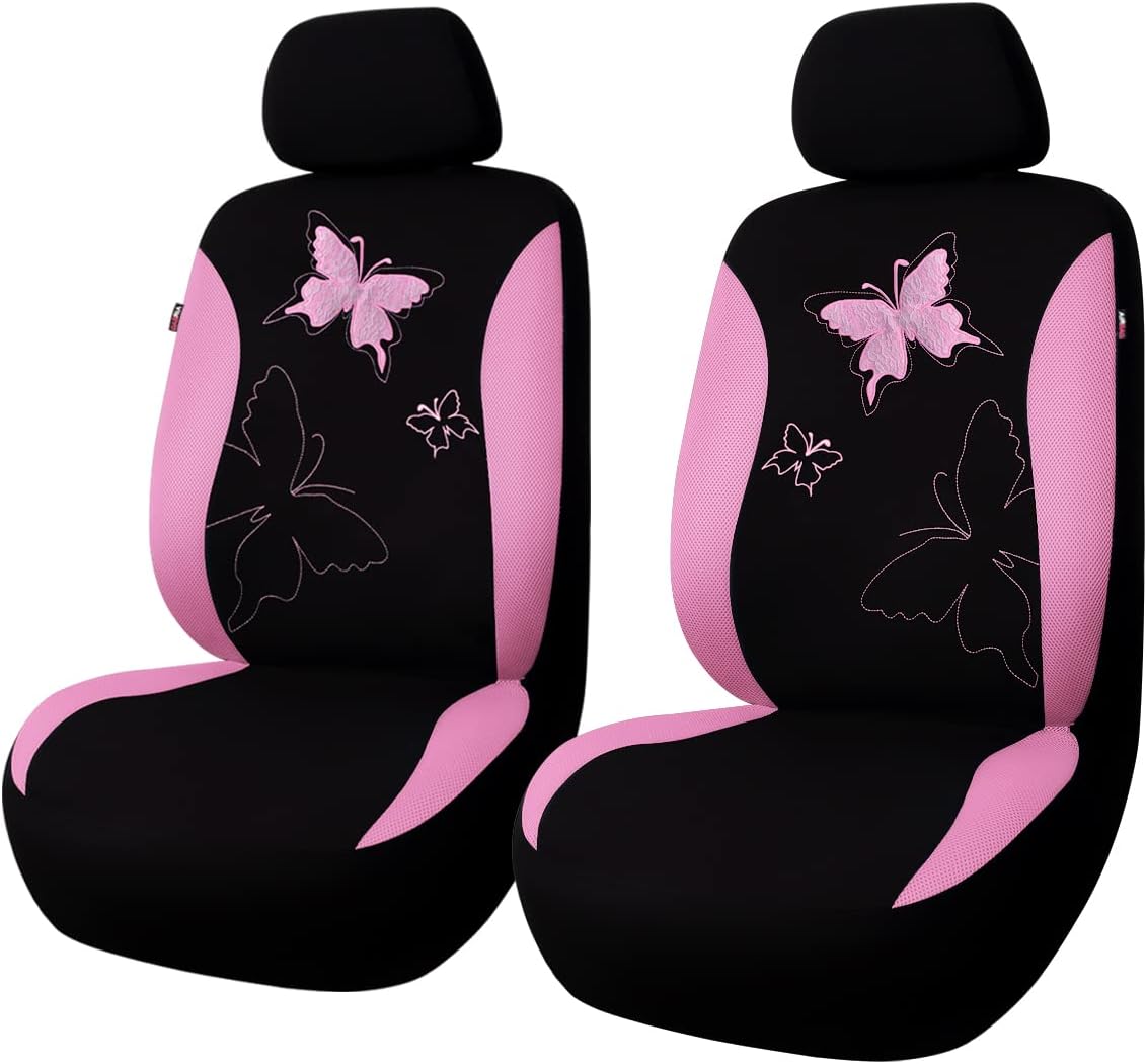 Flying Banner Butterfly car seat Covers ful Set Fashion Universal Lady Woman Female Rear Bench Split Colorized (Full Set, Purple)