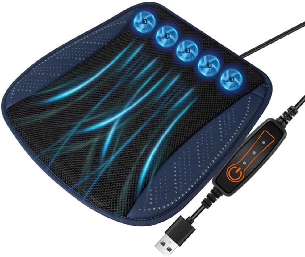 Shkalacar USB Cooling Seat Cushion, Breathable and Ventilated Car Seat Cushion, Car Seat Cooling Pad Summer Ventilated Seat Cushion Breathable Cooling Pad for All Car Seats, Home and Office Chairs
