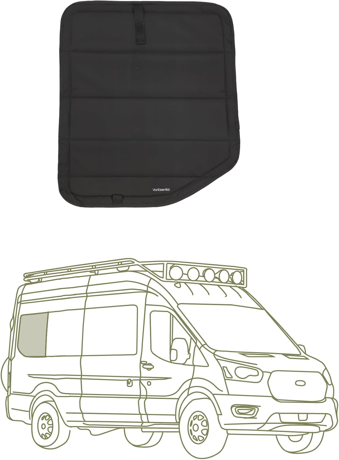 VanEssential Insulated Blackout Crew Window Cover Designed for Ford Transit Van Year 2015 to Current with NO Plastic Trim - Cool Gray
