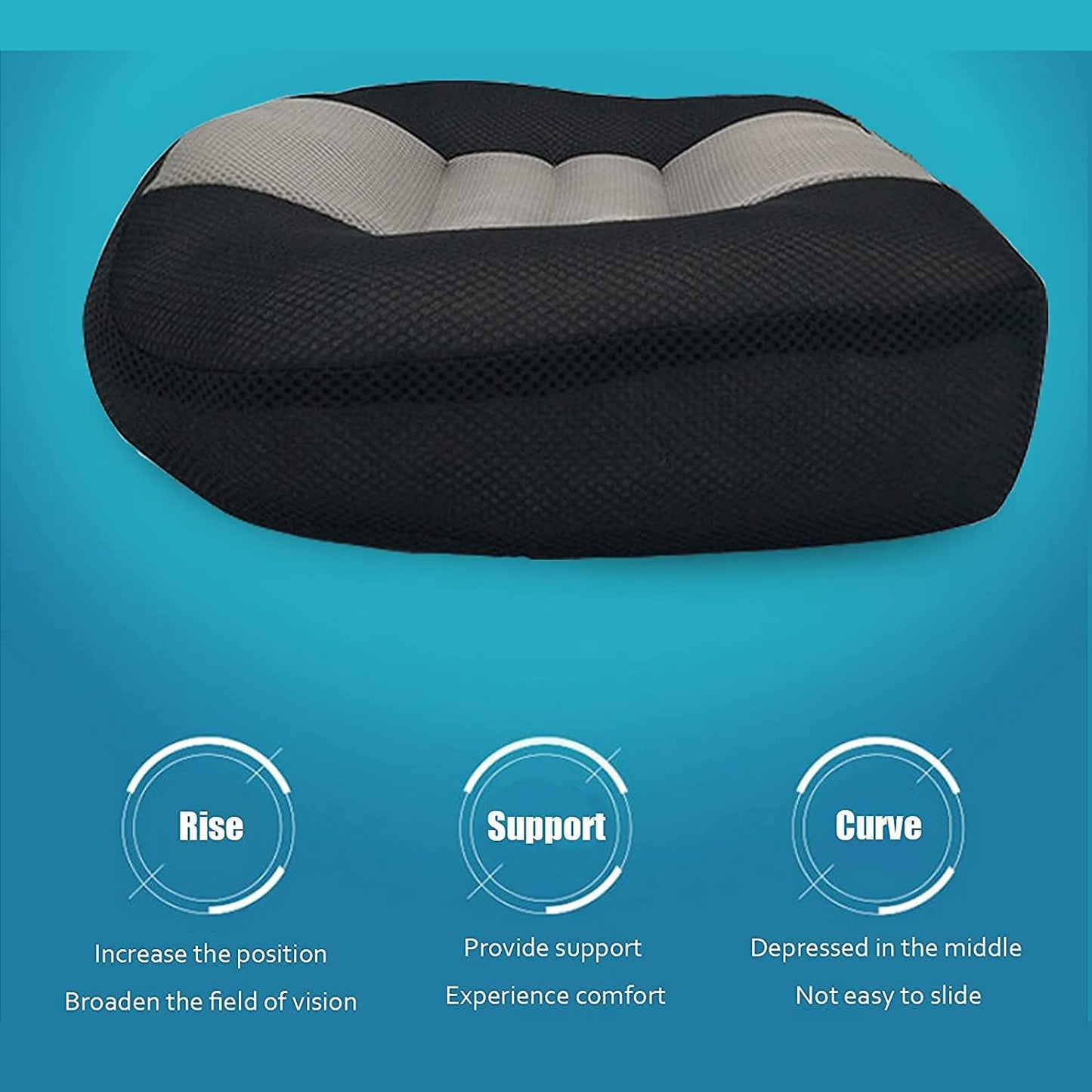 Professional Car Booster Cushion,Raise The Height for Short People Driving Hip (Tailbone) and Lower Fatigue Relief Suitable for Trucks, Cars, SUVs, Office Chairs, Wheelchairs, Etc(Black) (A)