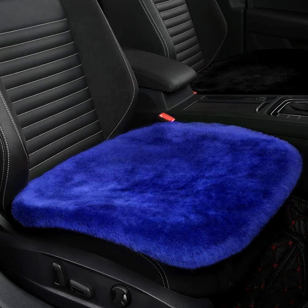 LLB Genuine Sheepskin Car Seat Cushion, Comfort Auto Seat Pad, Warm Real Wool Car Mat with Non-Slip Backing Universal Fit, 19.2 x 19.2 Inches (Pearl, 2 Front Seat Cushions & Bench Seat Cushion-3 Pcs)